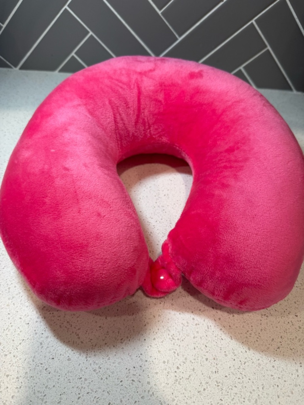 Plush Hot Pink U-Shaped Travel Neck Pillow